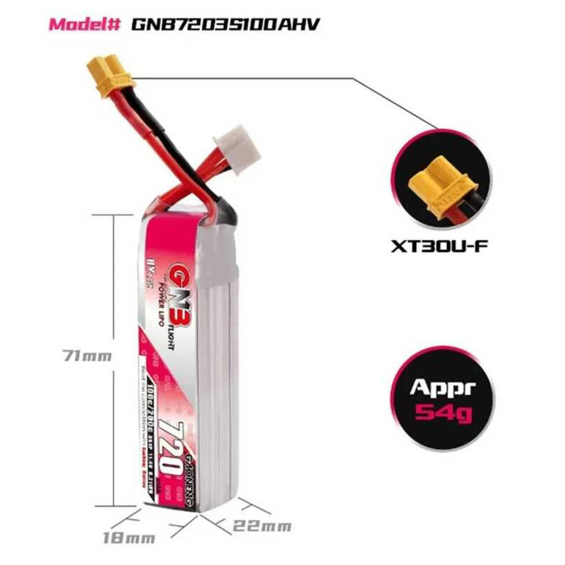 ▥ GAONENG GNB Lihv 3S 11.4V 720Mah 100C Xt30 Lipo แบตเตอรี่สำหรับเบต้า 75X, อัลฟ่า A75, HGL Pet