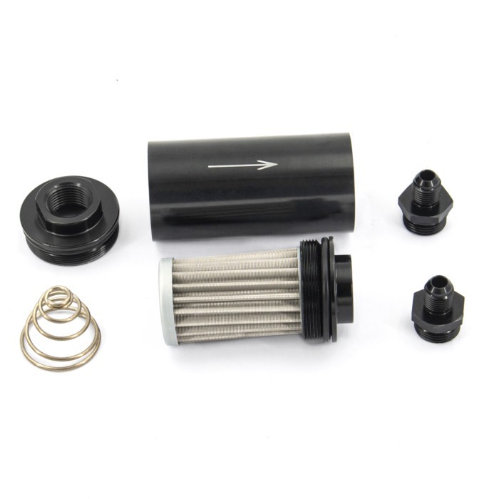Aluminum Inline Fuel Filter 100 Micron Fuel Filter Cleanable 6AN 8AN 10AN 9mm Adapter Universal