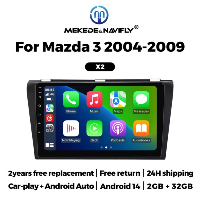 NaviFly Android 14 Car Radio Intelligent System 2G+32G Wireless Carplay For Mazda 3 2004 2005 2006