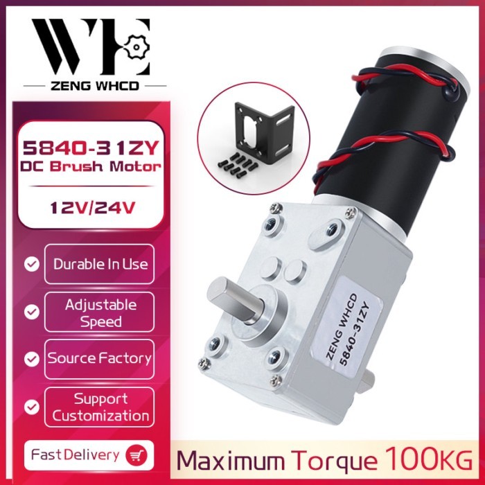 Bidirectional Output Shaft 12V/24V DC Reduction Brushed Motor 5840-31ZY High Torque 7RPM~470RPM Wor