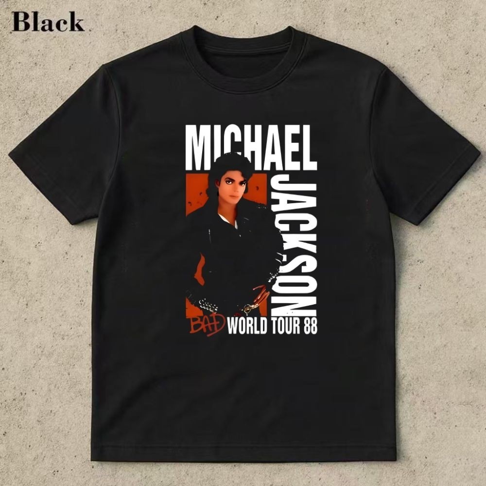 Michael Jackson Bad World Tour 88 เสื้อยืดแขนสั้นฤดูร้อน