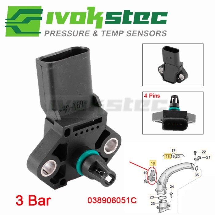 100% Test 3 Bar Manifold Pressure MAP Sensor For AUDI A2 A3 A4 A5 A6 A8 Q5 Q7 TT S5 S6 S8 1.4l 1.9