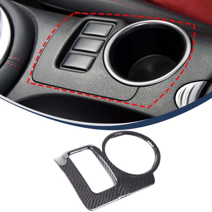 metyoucar For Nissan 370Z Z34 2009-2020 Real Carbon Fiber Car Center Water Cup Trim Frame Cover Int