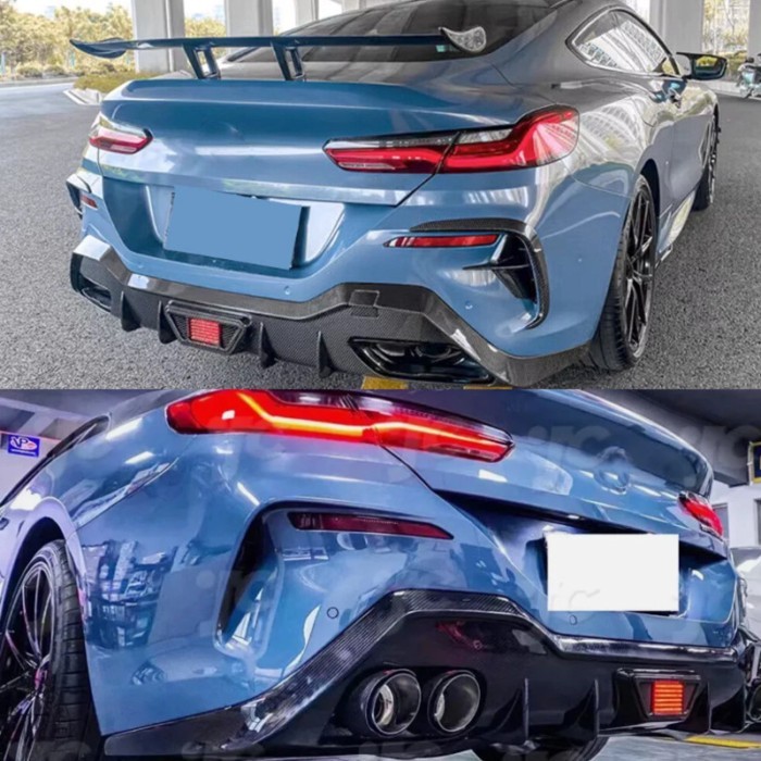 Rear Bumper Diffuser Lip W/ LED For BMW 8 Series G14 G15 M850i 2-Door 2018-2023