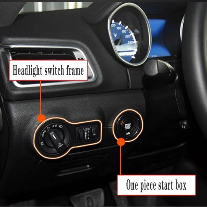 For Maserati Quattroporte Ghibli Geberit Headlight Switch Frame One-Click Start Decorative Stickers