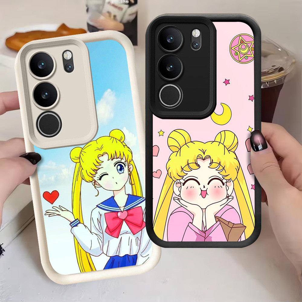 G-62 Sailor Moon Casing สําหรับ VIVO Y19S Pro Y21d V40 Y300 Y400 Lite 5G สีดําและสีขาว
