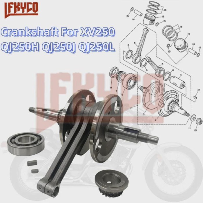 Motorcycle Accessory for Yamaha XV250 Virago XV 250 QJMOTOR QJ250H QJ250J QJ250L 2V49 Crankshaft Co