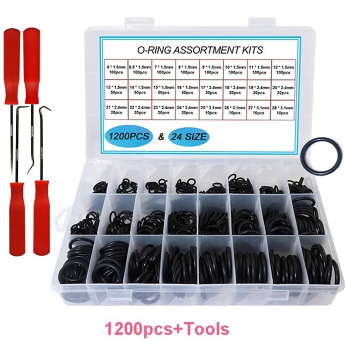 1200PCS NBR O Ring Seal Ring Kit Rubber Thickness 1/1.5mm Nitrile Rubber NBR O-Ring Gasket Sealing