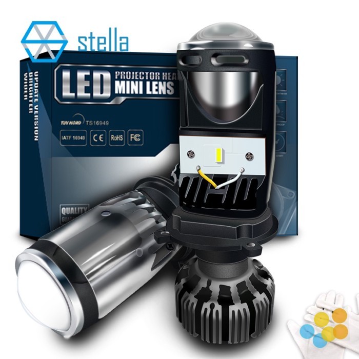 Stella h4 led lens 12V 72W 8000LM 5500k h19 lenses projector high/dipped beam light bulb auto led l