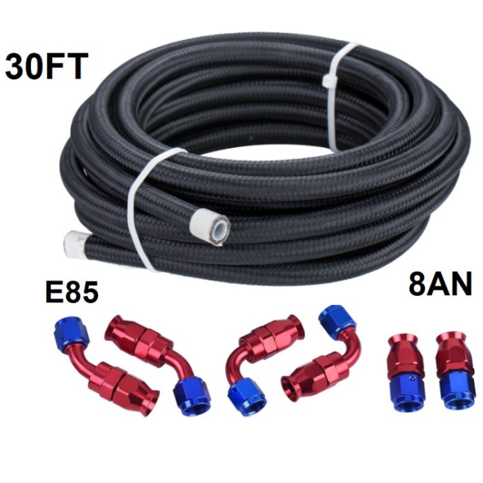 10FT 12FT 16FT Nylon Braid Fuel Hose 6an an6 -6an 3/8" PTFE Fuel Line Kit with PTFE fitting *6