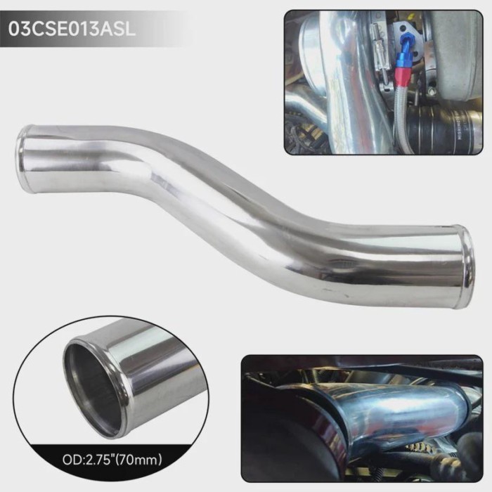 Z / S Shape 40 Deg 70-80mm /2.75-3.15" inch Intercooler Intake Pipe Aluminum Piping Tube hose L=450