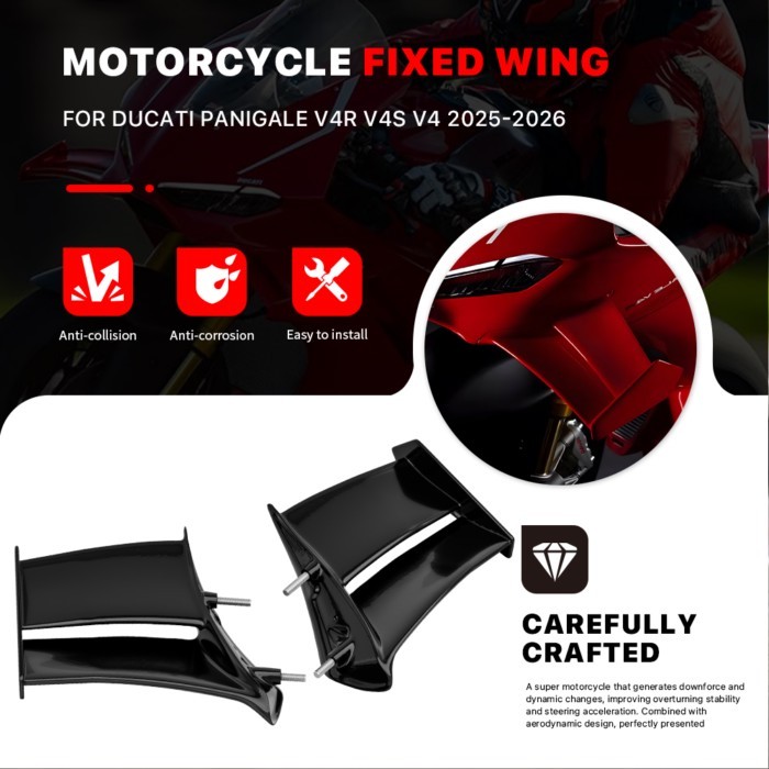Motorcycle Fixed Wing For Ducati Panigale V4 V4S V4R 2025-2026 Aerodynamics Air Deflector Side Wing