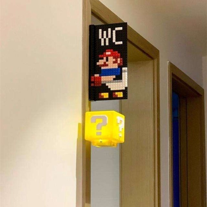 Creative Mario Luminous ckํneck nakeking neck Mark Light Building Block House Number-Free Bath Room 