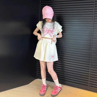 onekid🌼 กางเกงขาสั้นเด็กผู้หญิงเหมาะกับฤดูร้อนเสื้อผ้าฤดูร้อนแขนสั้นเด็กใหม่สำหรับเด็กผู้หญิงและเด