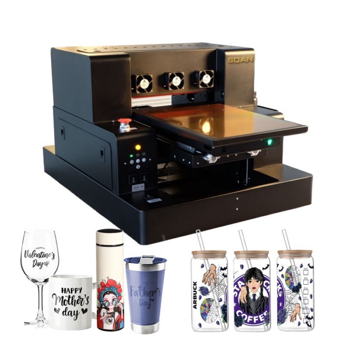 UV DTF Printer for Phone Case Pen Acrylic Leather Wood Glass Bottle Sticker Multi Color Inkjet Prin