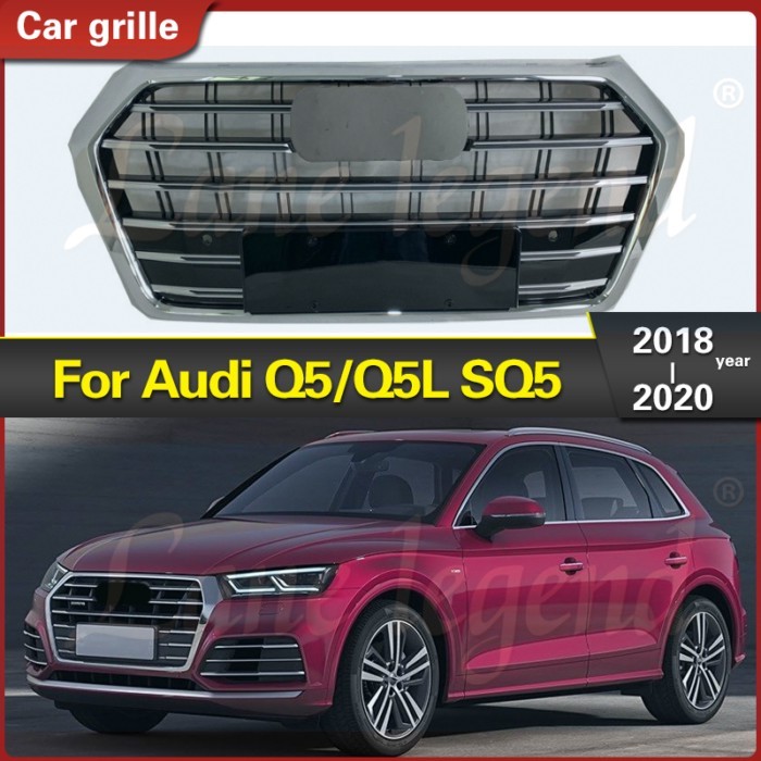 Chrome Car Front Grille For Audi Q5 Q5L SQ5 2018 2019 2020 Modify for SQ5 Style Racing Car Upper Bu