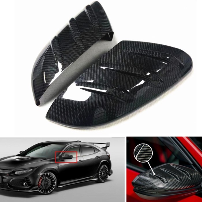 Real Carbon Fiber Mirror Cover For Honda Civic 10th Mugen Type-R FK8 2016-2021 Car Exterior Rear Vi