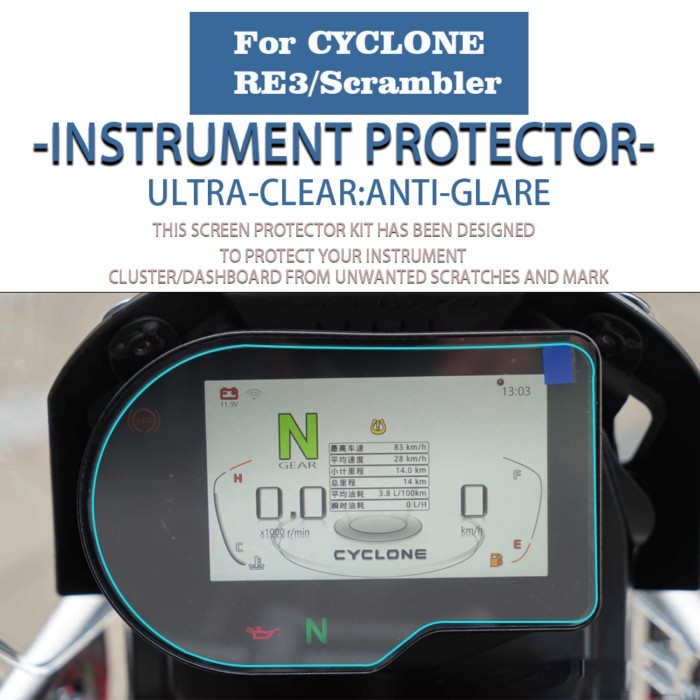 For CYCLONE RE3/Scrambler dashboard transparent protective film display screen decoration sticker f
