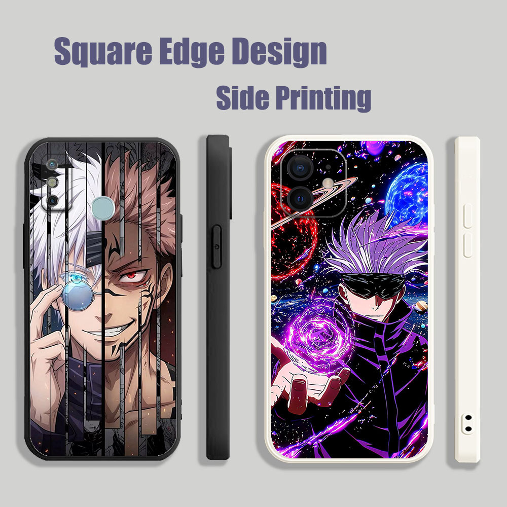 ปลอกสําหรับRealme C35 C2 C3 8 Pro 8i 7i SukunaและGojo Jujutsu KaisenอะนิเมะCFC09 เคสโทรศัพท์สแควร์ขอ
