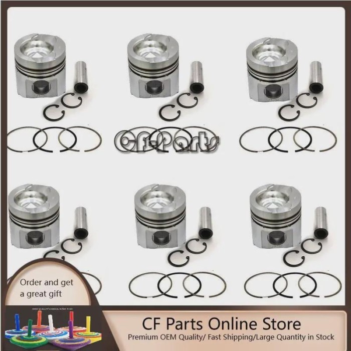 New 6 Sets STD Piston Kit With Ring 6138-32-2120 Fit For Komatsu 6D110 Engine 110MM