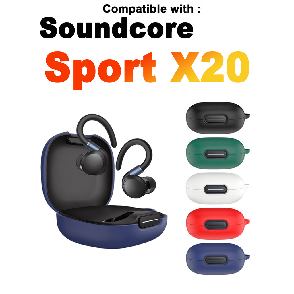 สําหรับ Anker Soundcore Sport X20 หูฟังซิลิโคนอ่อนนุ่มกันกระแทกฝาครอบป้องกันพร้อมพวงกุญแจ