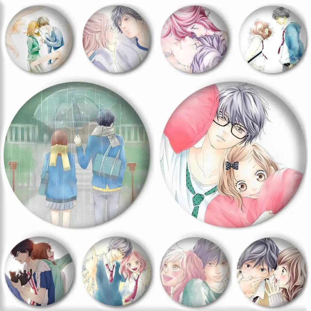 การ์ตูนอะนิเมะ A-Ao Haru Ride Manga Badge รอบเข็มกลัดเสื้อผ้ากระเป๋าเป้สะพายหลังอุปกรณ์เสริม Lapelnd
