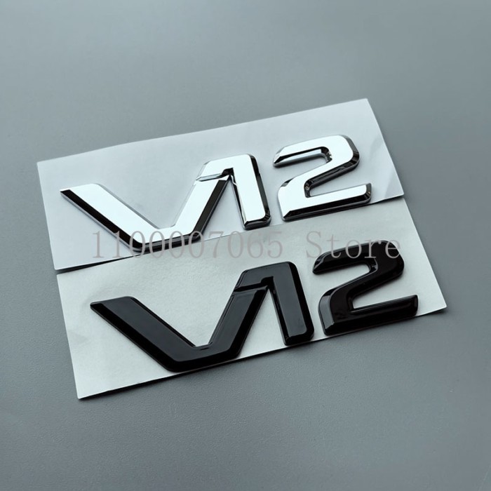 V12 Old Big Flat Font ABS Letters Car Emblem Trunk Fender Logo Sticker for Mercedes Benz AMG S400 S