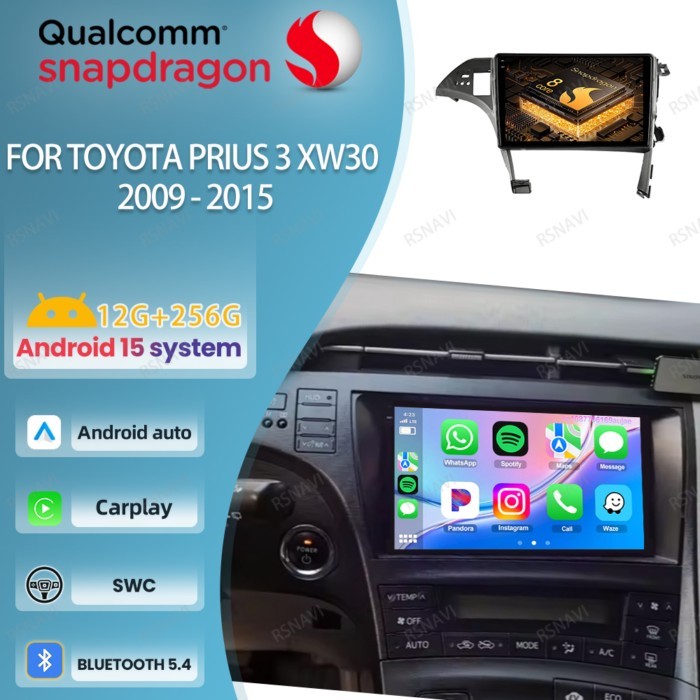 Car Radio Android 15 For Toyota Prius 3 XW30 2009 - 2015 Stereo BT GPS DVD Multimedia QLED DSP Auto