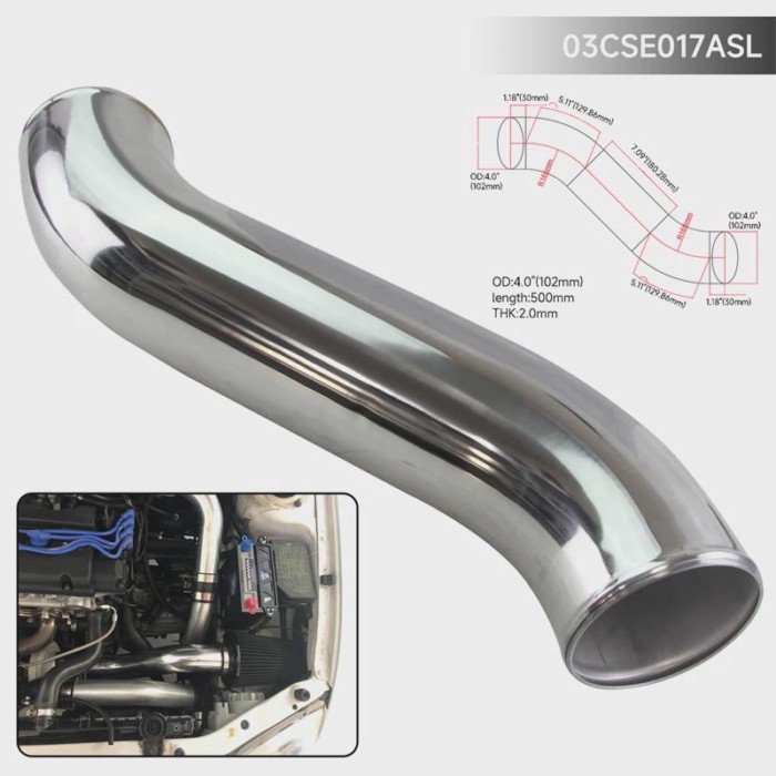 89-102mm /3.5-4.0" inch Z / S Shape  Aluminum Intercooler Intake Pipe Piping Tube hose Thickness:2m