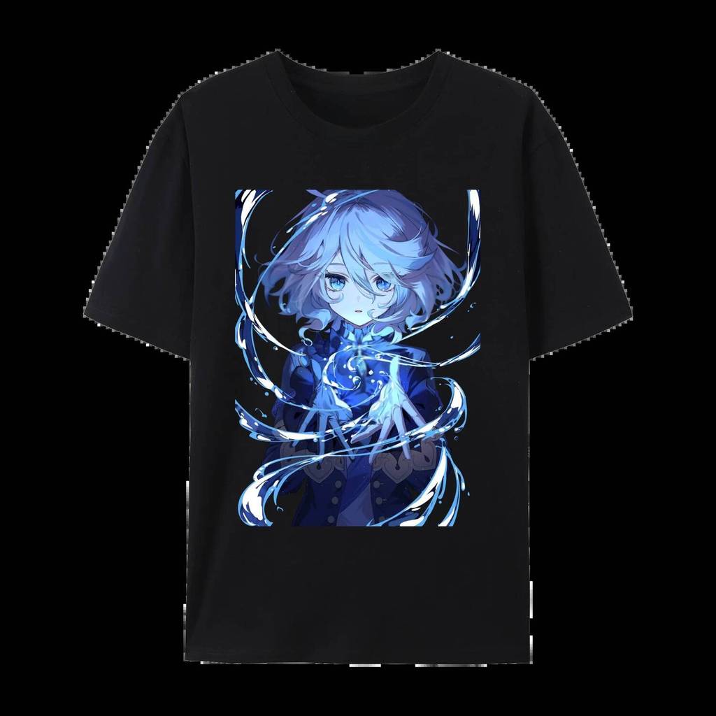 เสื้อยืด_unisex_แขนสั้น_Crewneck พิมพ์ลาย Genshin Impact Furina Impression ใหม่ อินเทรนด์ ใส่ได้ทุกว