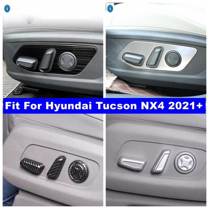 Silver / Black Car Seat Adjustment Button Decor Panel Cover TrimFor Hyundai Tucson NX4 2021 - 2025