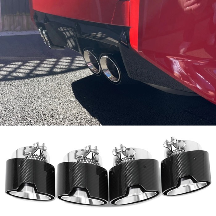 4 PCS/lot Carbon Fiber Exhaut Tips for BMW M2 M3 M4 G80 G82 G83 G87 M Performance Exhaust System Pi