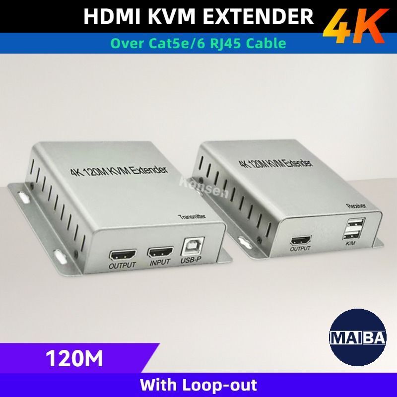 4K 120M HDMI USB KVM Extender Over Cat5e6 พร้อม Loop Out
