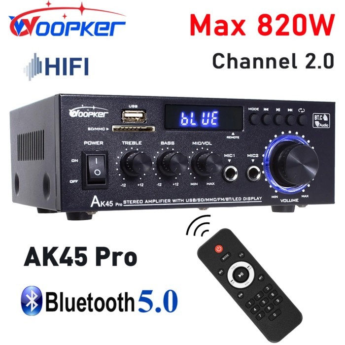 Speaker AK45 PRO New 12V 220V 110V  HiFi Digital Amplifier Max Power 90Wx2 Channel 2.0 Bluetooth Su
