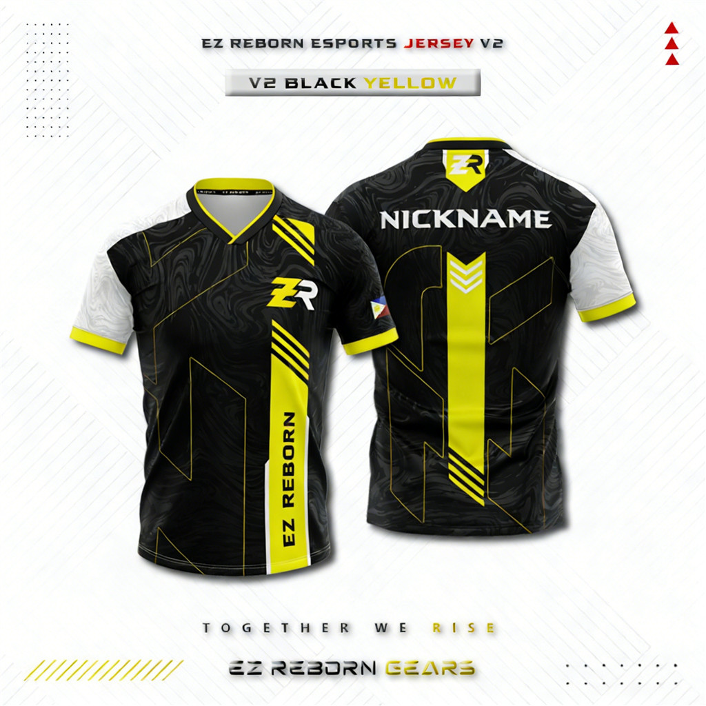 AriannaFree Custom ชื่อและหมายเลขเสื้อ Esports ที่ปรับแต่งได้ EZR Esports V2 สีดําและสีแดง,