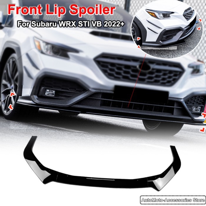 For Subaru WRX STI VB 2022+ Front Lip Spoiler Bumper Shovel Small Surround  Modification Glossy Bla