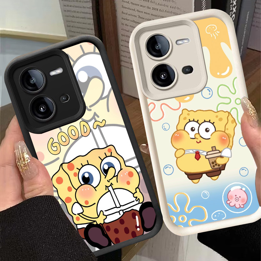 G-20 SpongeBob Casing สําหรับ VIVO Y28 Y28s V25 V25E Y17S สีดําและสีขาว