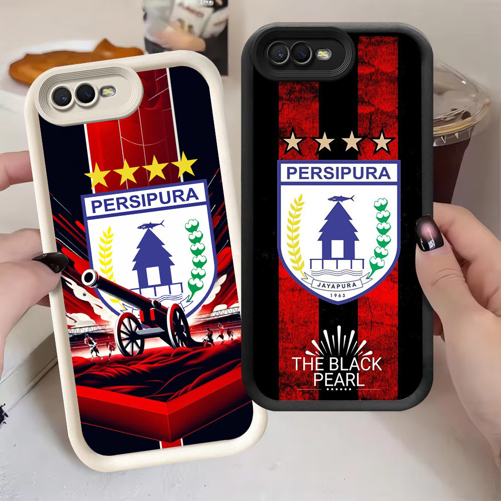 G-3 Persipura FC Casing สําหรับ OPPO A1K A39 A3S A83 A12E A37 สีดําและสีขาว