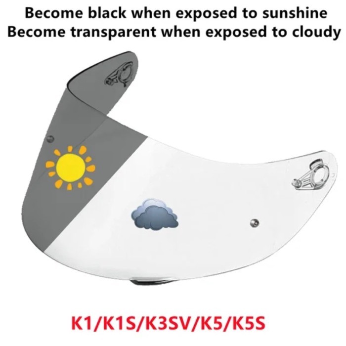 Photochromic Visor for AGV K5 K5S K5-S K3SV K3-SV K1 Helmet Glasses Screen Shield Windshield Access