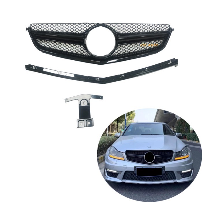 New style C class C63 AMG front grill for Mercedes Benz C63 AMG style front grille 2012 2014