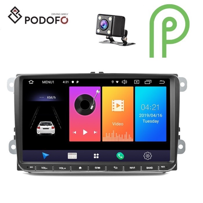 Podofo 9" Android  Car Video Radio GPS Wifi FM AM Support 4G +4LED Rear Camera Car Radio Stereo for