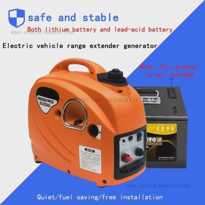 48/60/72/96V Smart(Autostart/Stop)Small Gas DC Battery Charger Inverter Generator 2KW for Two-wheel