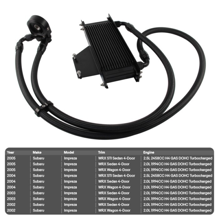 10AN 15 Row Oil Cooler Hose Kit Fits Subaru Impreza WRX/STI 2.0L/2.5L Turbo EJ205 EJ255 Engine 2001