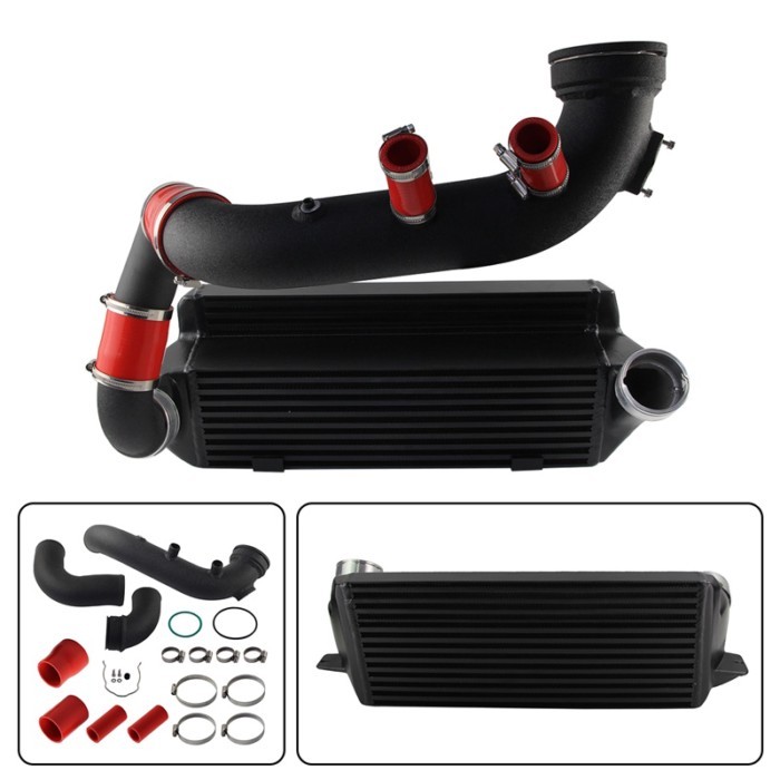 Super Charge Pipe+Boost Pipe Hose Kit + Bar & Plate Intercooler For BMW N54 E8X E9X 1-series 135i 3