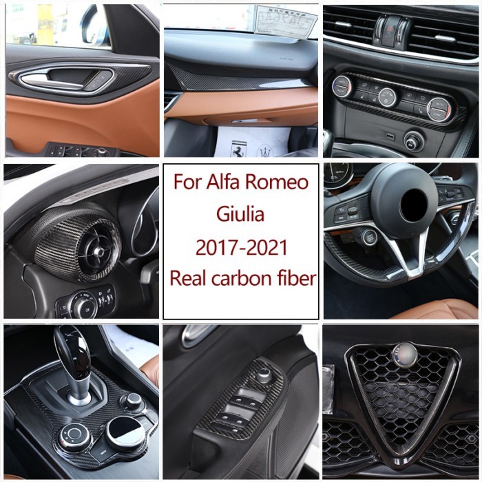 For Alfa Romeo Giulia 2017-2021 Car Styling 100% Real Carbon Fiber Car Interior Trim Sticker Access