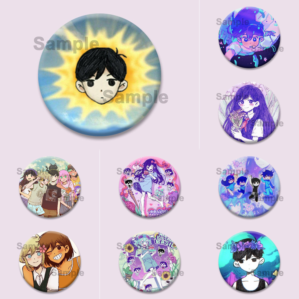 .BADGE เกมOmori รูปการ์ตูน Sunny Kel Aubrey Basil เค้นแบบเข็มกลัด ใช้งานได้กับเสื้อผ้าและกระเป๋า เป็