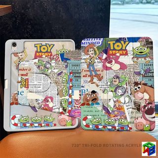 หนังสือพิมพ์ ทอยสตอรี่ 720° หมุนสามพับเคสiPad Gen11-A16 Gen10 10.9 นิ้ว/Air7 M3 2025/Air6/5/4 M2 mini6/7 8.3 นิ้วPro2025 M5/Gen7/8/9 10.2 เคสอะคริลิค