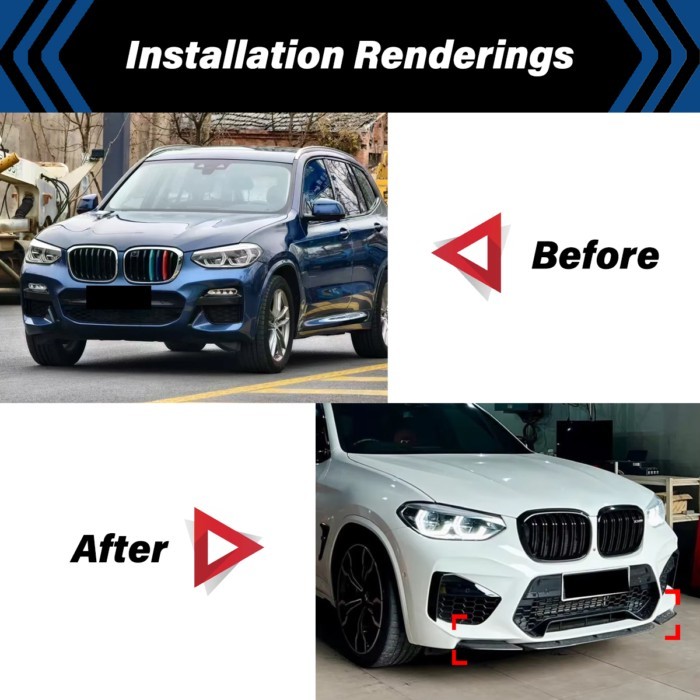 For BMW X3M F97 X4M F98  2019 2020 2021 Pre-LCI M Competition Sport Front Bumper Separator Bumper L