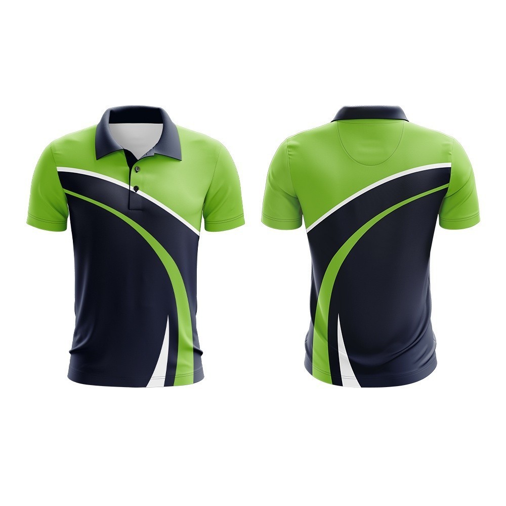 Axelent พิมพ์ Curve Line สีเขียวอ่อน Dark Navy hijau muda biru gelap baju jersey custom Pickle Ball 