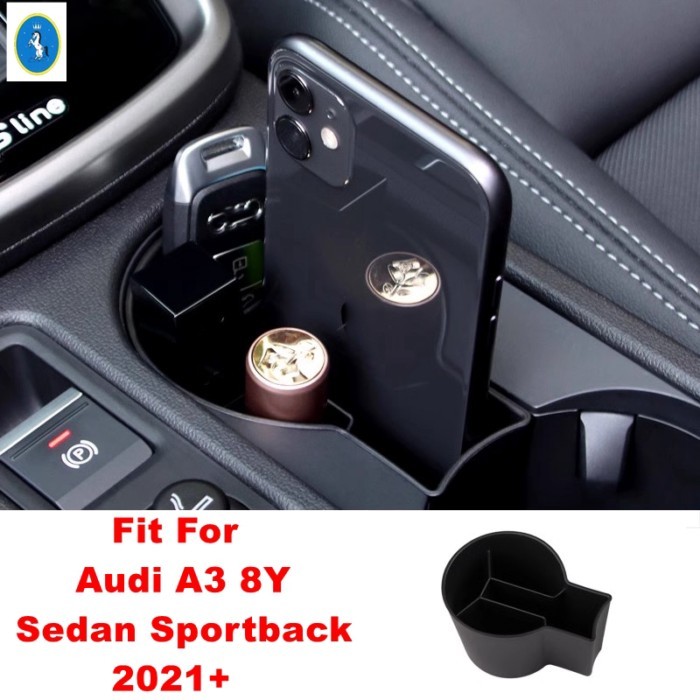 For Audi A3 8Y Sedan Sportback 2021 - 2024 Car Central Console Water Cup Holder Card Slot Coin Stor